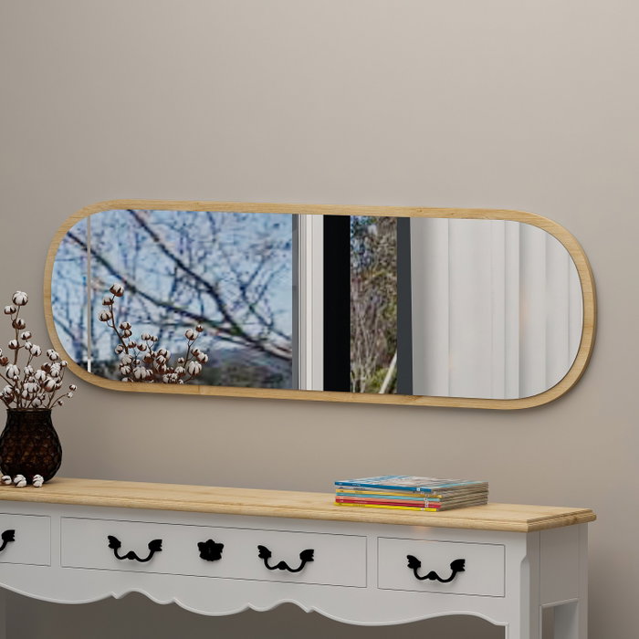 Hanah Home Espejo Ovalado Cuerpo Entero 40x120 cm, Fabricado en MDF, Flotal-E Ecológico, Elegante y Duradero para Salón o Dormitorio